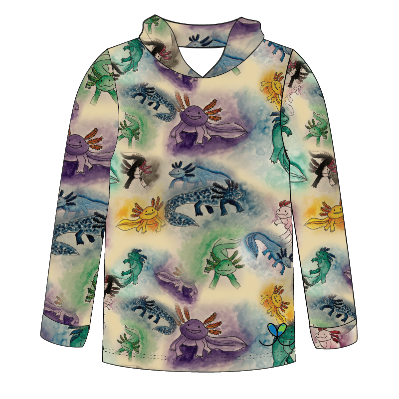 Axolotl Kids long sleeve hooded shirt
