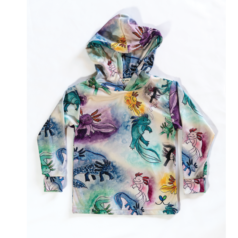 Axolotl Kids long sleeve hooded shirt
