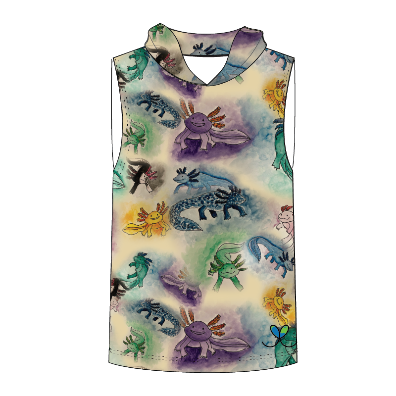 Axolotl Kids Sleeveless hooded shirt