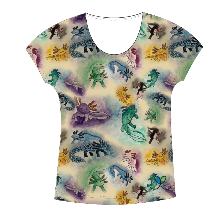 Axolotl Womens Short Sleeve Scoop Neck Shirt