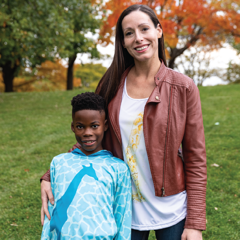 Giraffe Bright Teal Kids long sleeve hooded shirt