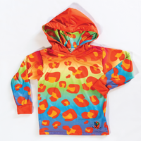 Amur Leopard Rainbow Kids long sleeve hooded shirt