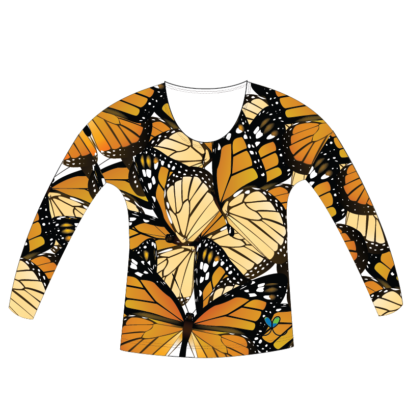 Monarch Butterfly Womens Long Sleeve Scoop Neck Shirt
