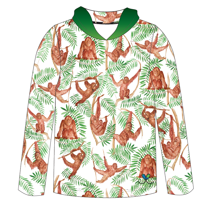 LIMITED EDITION- Orangutan Adult Long sleeve hooded shirt