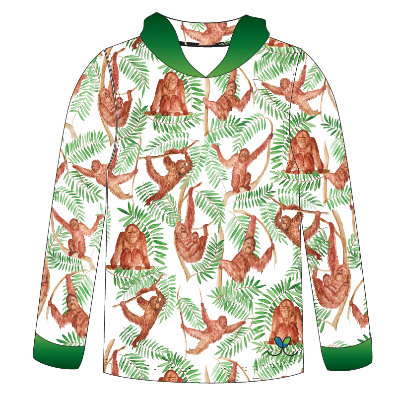 LIMITED EDITION- Orangutan Kids long sleeve hooded shirt