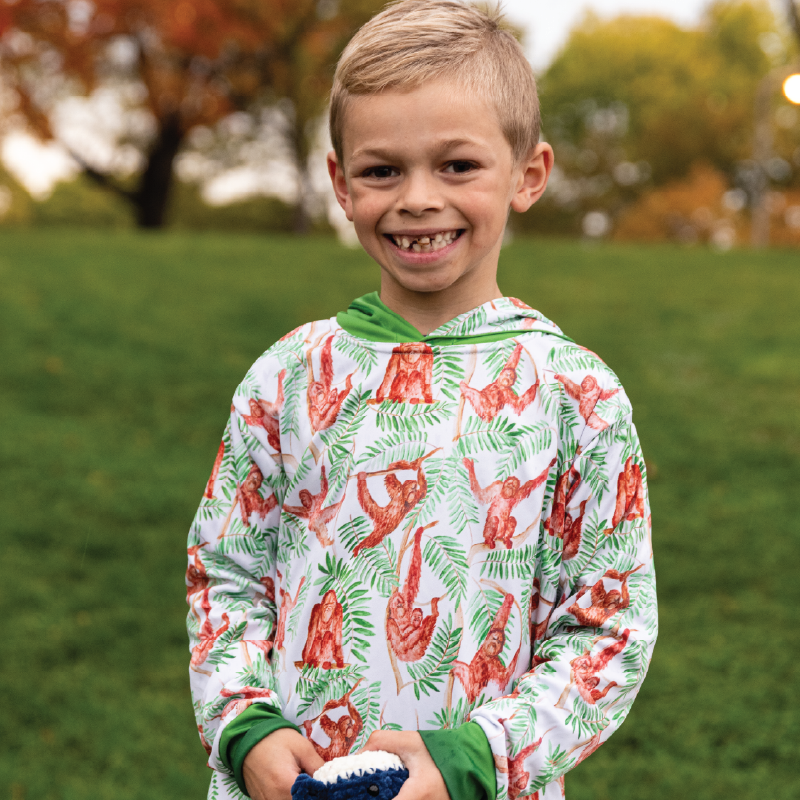 LIMITED EDITION- Orangutan Kids long sleeve hooded shirt