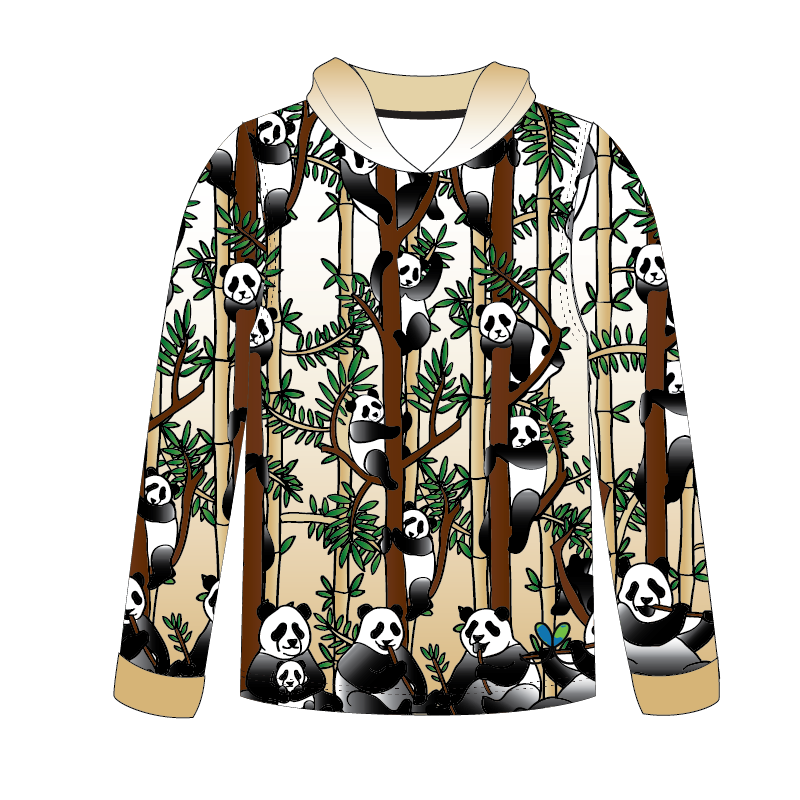 Panda Kids long sleeve hooded shirt