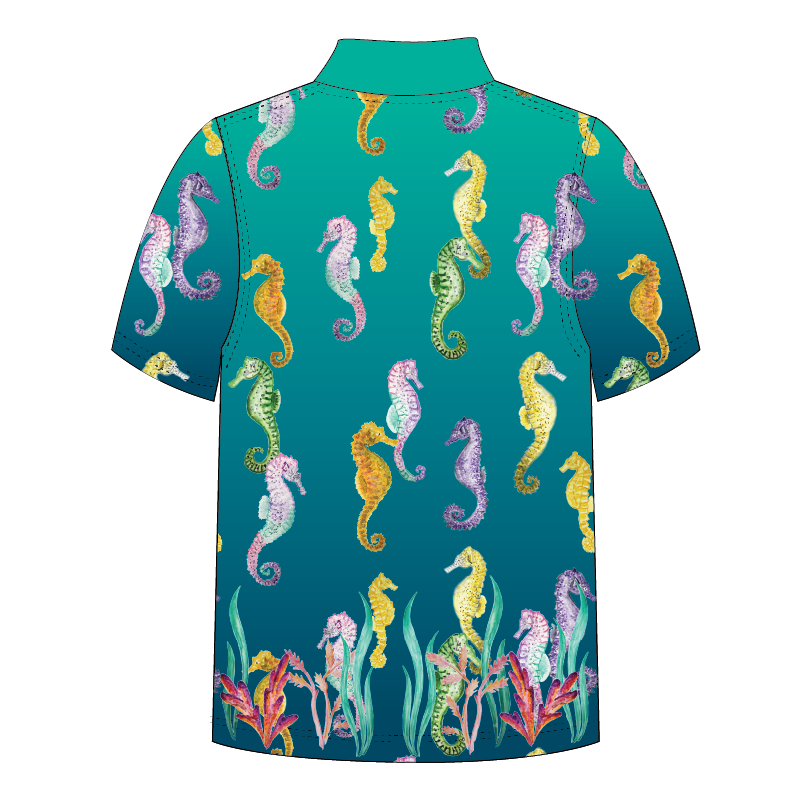 Sea horse Adult short sleeve button polo