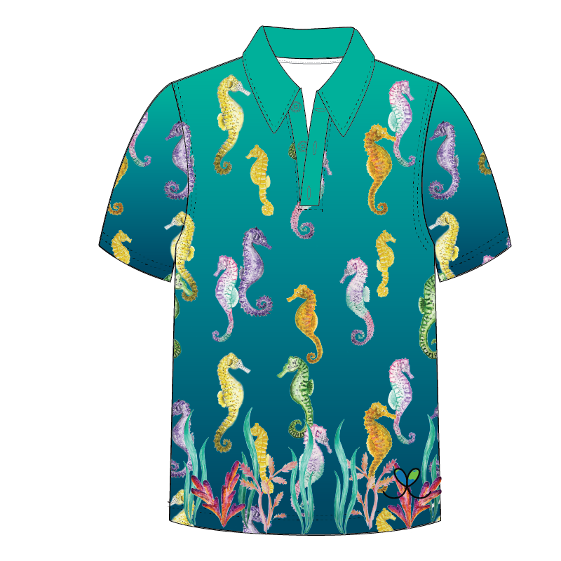 Sea horse Adult short sleeve button polo