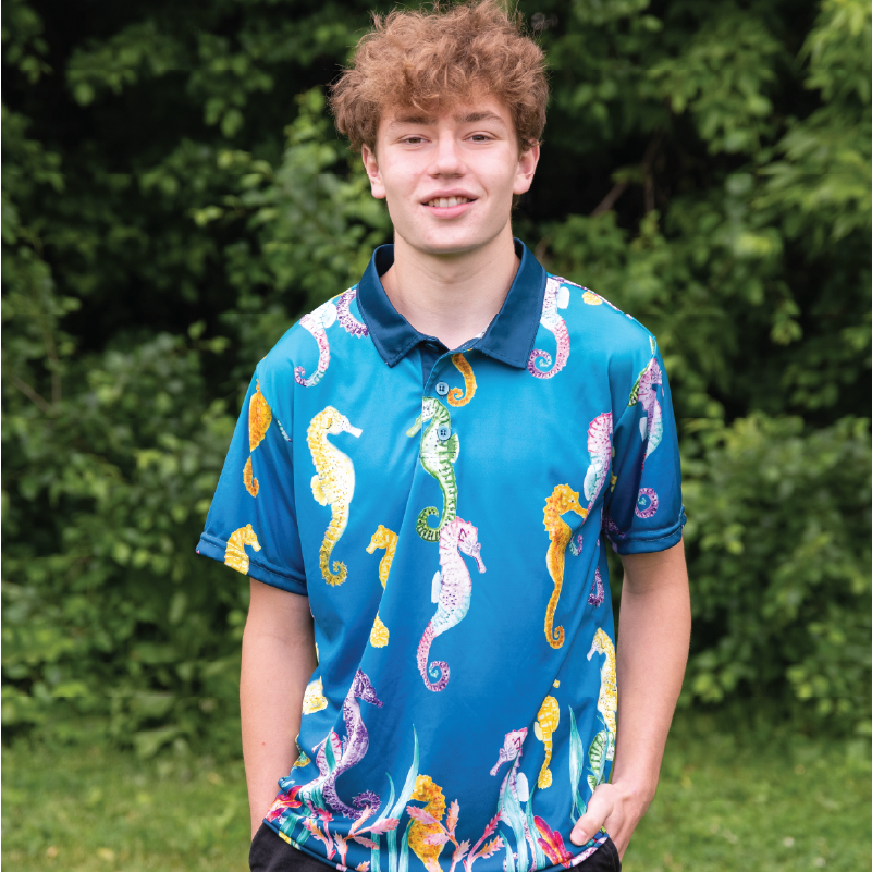 Sea horse Adult short sleeve button polo