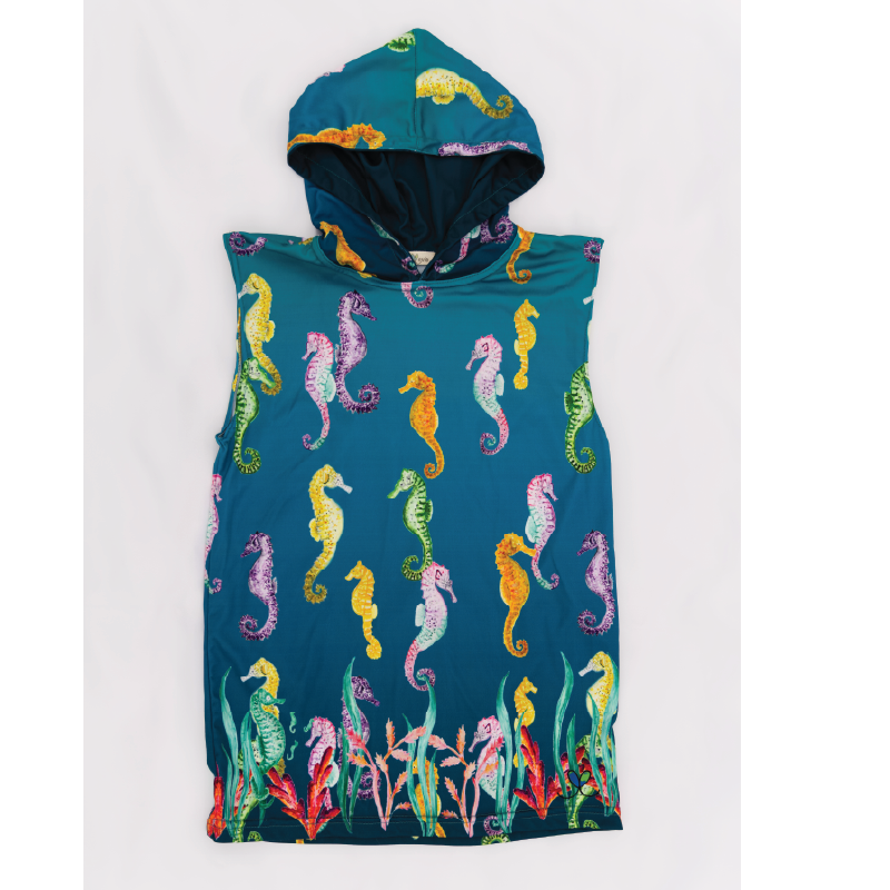 Sea horse Kids Sleeveless hooded shirt