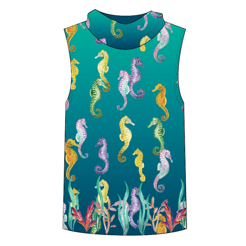 Sea horse Kids Sleeveless hooded shirt