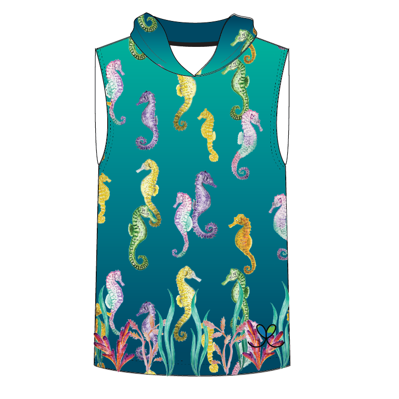 Sea horse Kids Sleeveless hooded shirt