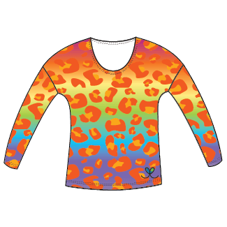 Amur Leopard Rainbow Womens Long Sleeve Scoop Neck Shirt