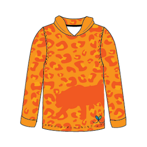 Amur Leopard Bright Orange Kids long sleeve hooded shirt
