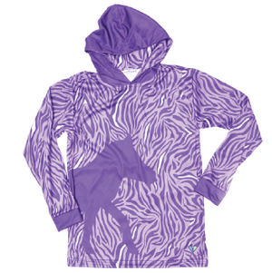 Grevy's Zebra Bright Purple Kids long sleeve hooded shirt