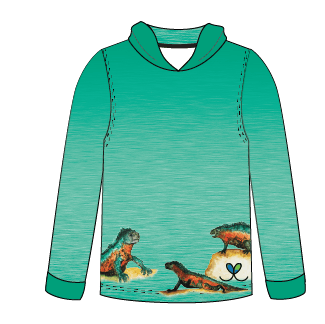 LIMITED EDITION- Marine Iguana Kids long sleeve hooded shirt