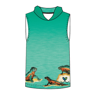 Marine Iguana Kids Sleeveless hooded shirt