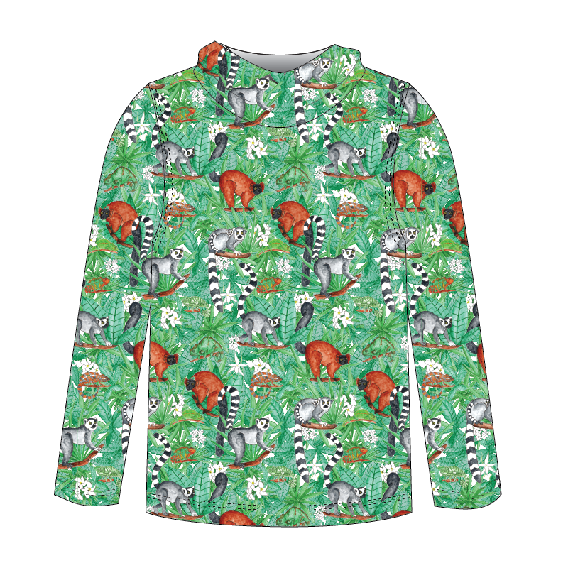 Lemur Adult Long sleeve hooded shirt