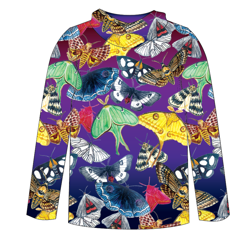 Moths Adult Long sleeve hooded shirt