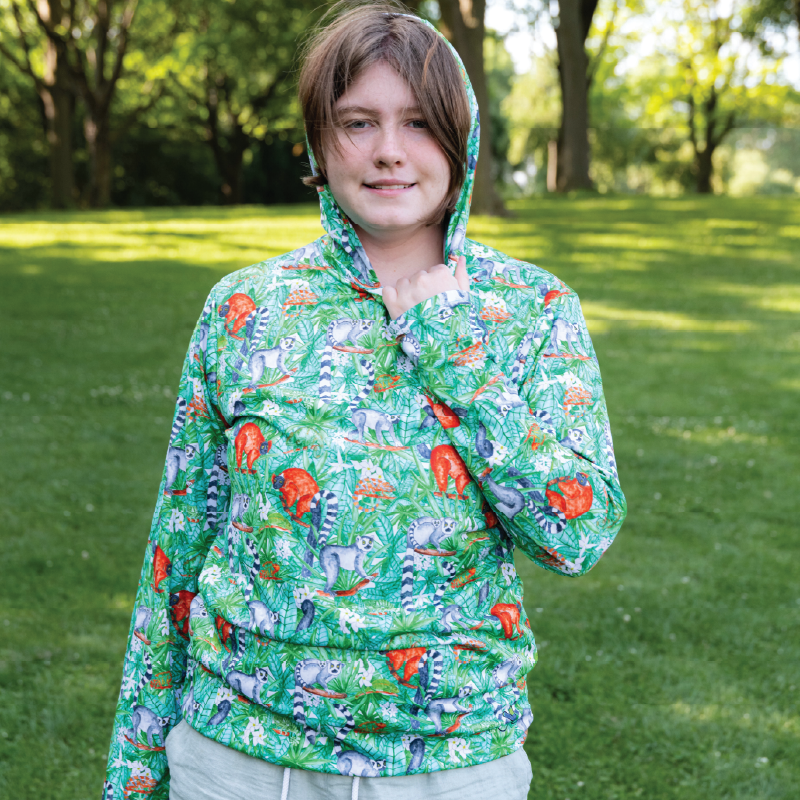 Lemur Adult Long sleeve hooded shirt