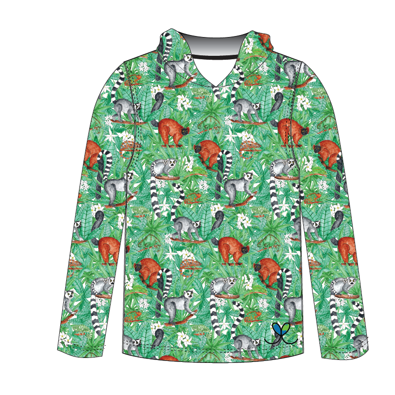 Lemur Adult Long sleeve hooded shirt