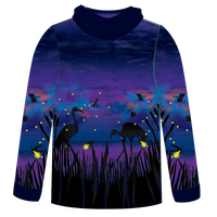 Fireflies and Whooping Cranes Kids long sleeve hooded shirt