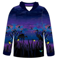 Fireflies and Whooping Cranes Kids long sleeve hooded shirt