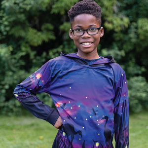 Fireflies Kids long sleeve hooded shirt