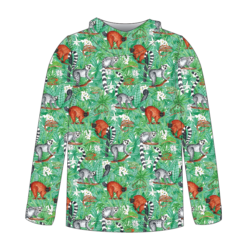 Lemur Kids long sleeve hooded shirt