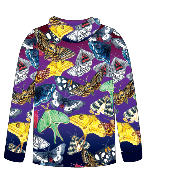 Moths Kids long sleeve hooded shirt