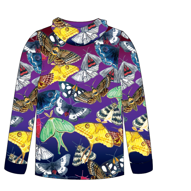 Moths Kids long sleeve hooded shirt