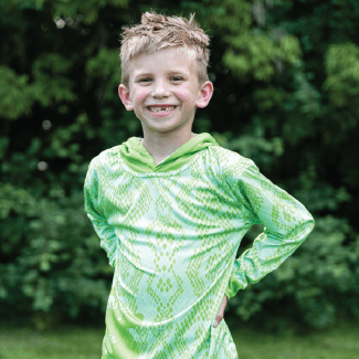 EcoEvie Eastern Indigo Snake Bright Lime Kids Long Sleeve Hooded Shirt M 8 10