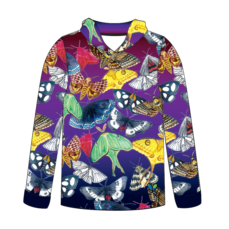 Moths Kids long sleeve hooded shirt
