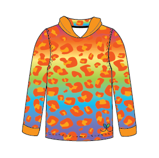 Amur Leopard Rainbow Kids long sleeve hooded shirt