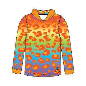 Amur Leopard Rainbow Kids long sleeve hooded shirt
