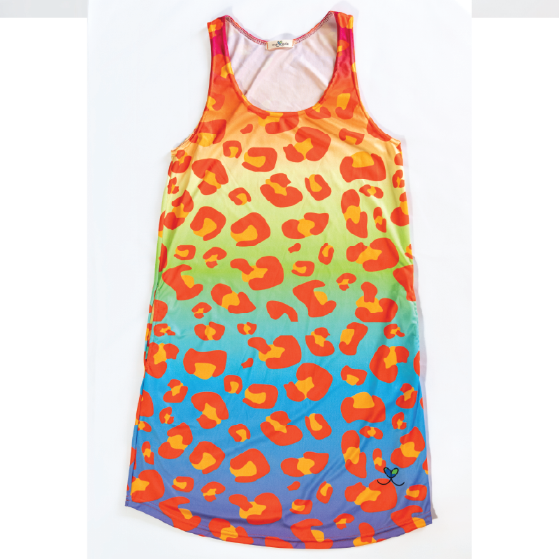 Amur Leopard Rainbow Womens Tank Dress with pockets