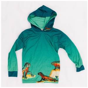 Marine Iguana Kids long sleeve hooded shirt