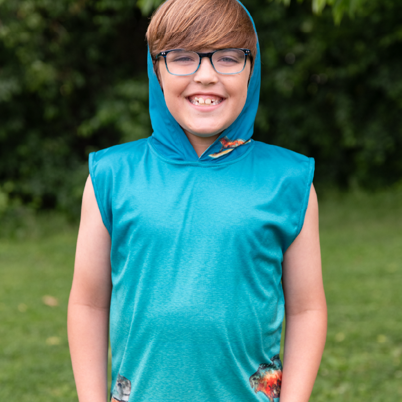Marine Iguana Kids Sleeveless hooded shirt