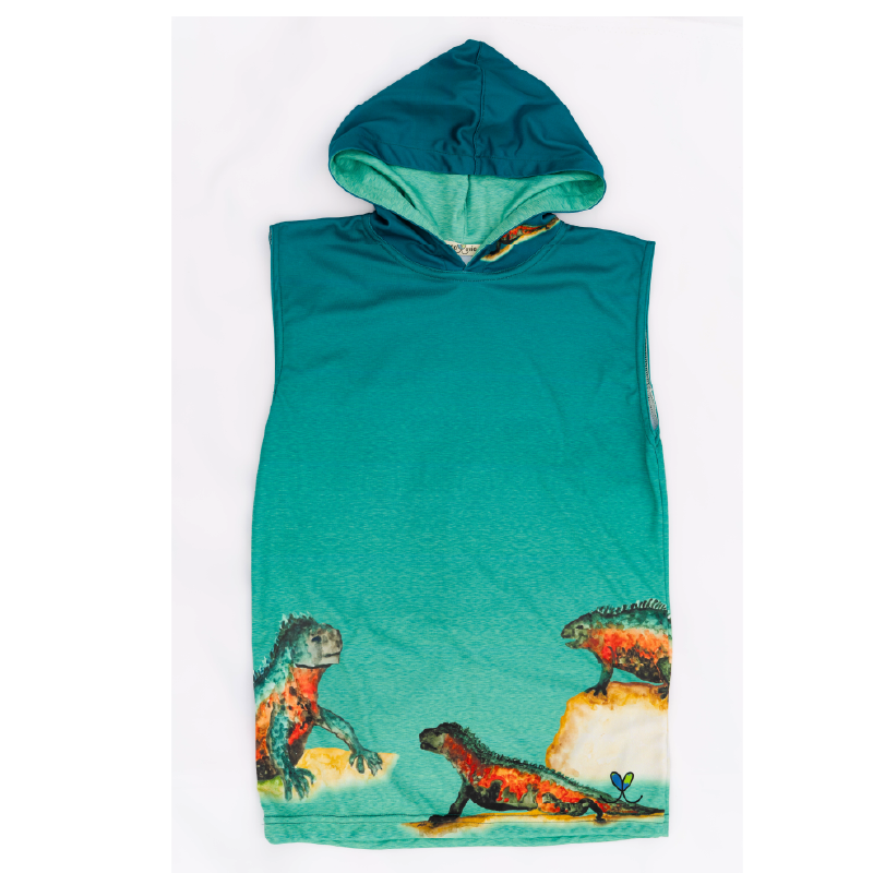 Marine Iguana Kids Sleeveless hooded shirt