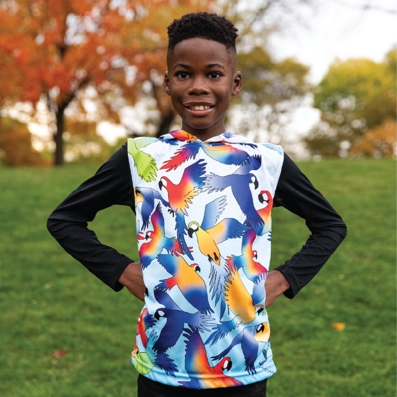 LIMITED EDITION- Macaw Kids Sleeveless hooded shirt