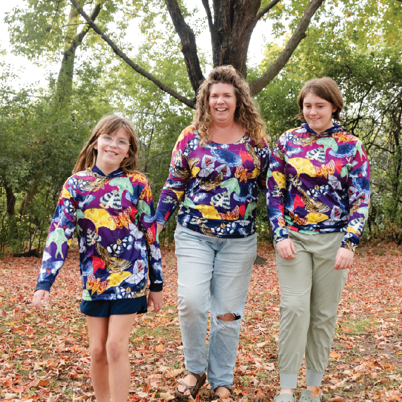 Moths Kids long sleeve hooded shirt
