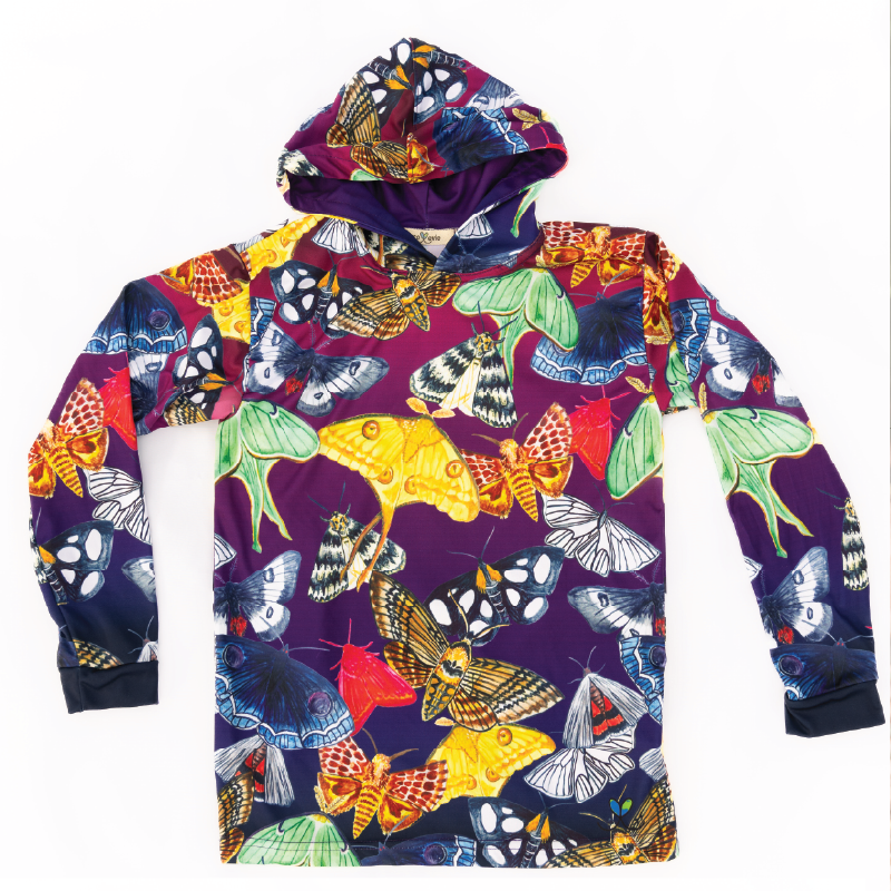 Moths Kids long sleeve hooded shirt