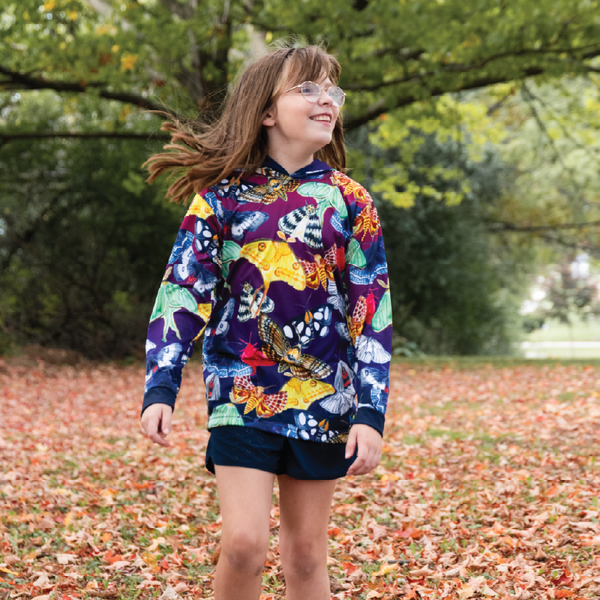Moths Kids long sleeve hooded shirt