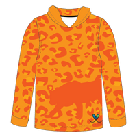 Amur Leopard Bright Orange Kids long sleeve hooded shirt
