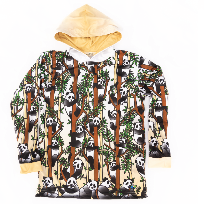 Panda Kids long sleeve hooded shirt
