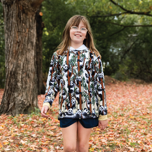 Panda Kids long sleeve hooded shirt