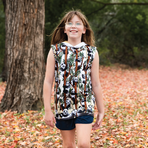 Panda Kids Sleeveless hooded shirt