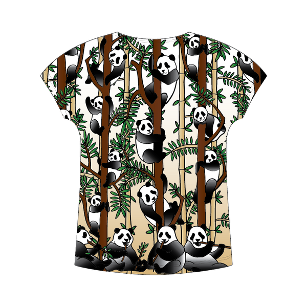 Panda Womens Short Sleeve Scoop Neck Shirt