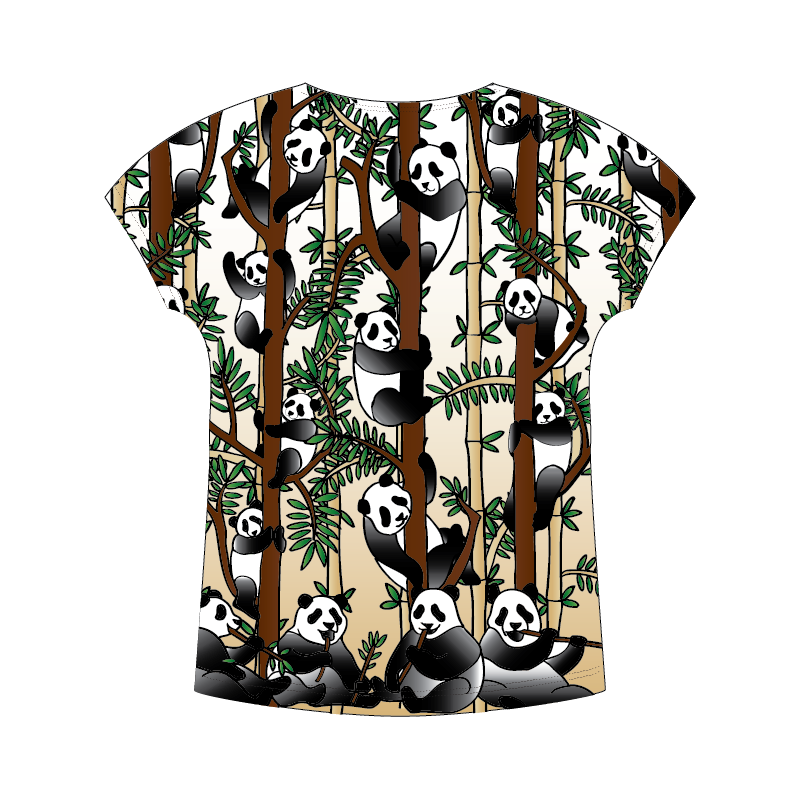 Panda Womens Short Sleeve Scoop Neck Shirt